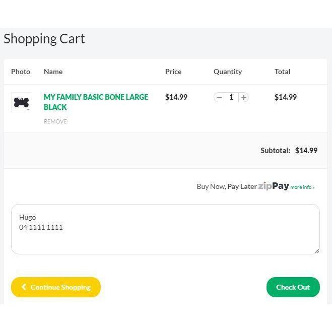 MY FAMILY GLAM SMALL BONE BLACK - Habitat Pet Supplies Altona & Chirnside Park