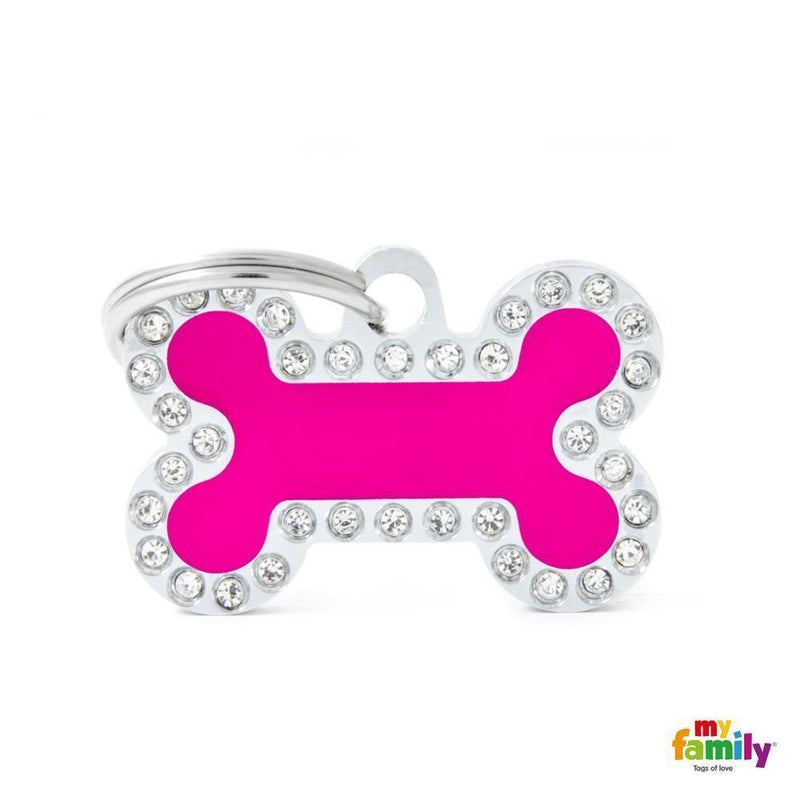 My Family Glam Small Bone Pink Dog Tag with Free Engraving-Habitat Pet Supplies