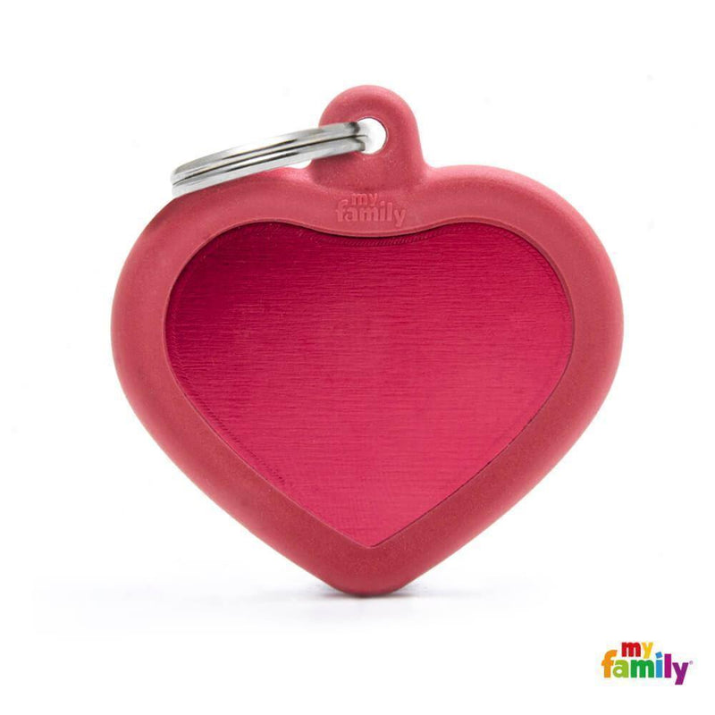 My Family Hushtag Heart Red Dog Tag with Free Engraving-Habitat Pet Supplies