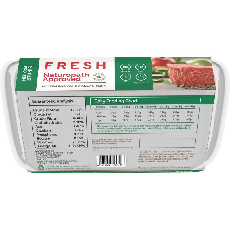 Natural Animal Solutions FreshRAW Beef Dog Food 900g