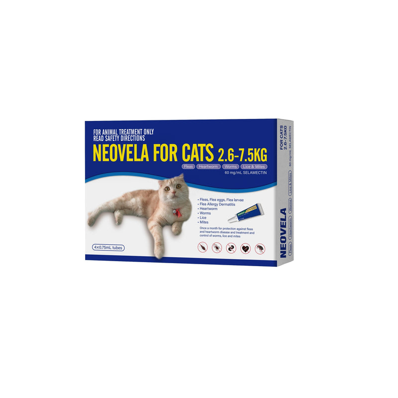 Neovela Flea, Worming and Heartworm Treatments for Cats 4 Pack-Habitat Pet Supplies