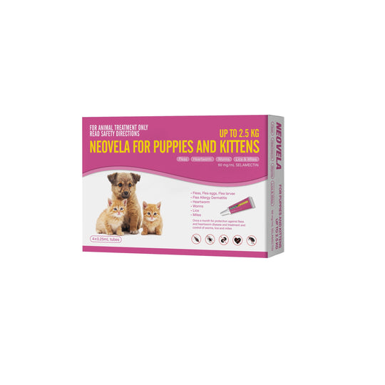 Neovela Flea, Worming and Heartworm Treatments for Puppies and Kittens 4 Pack