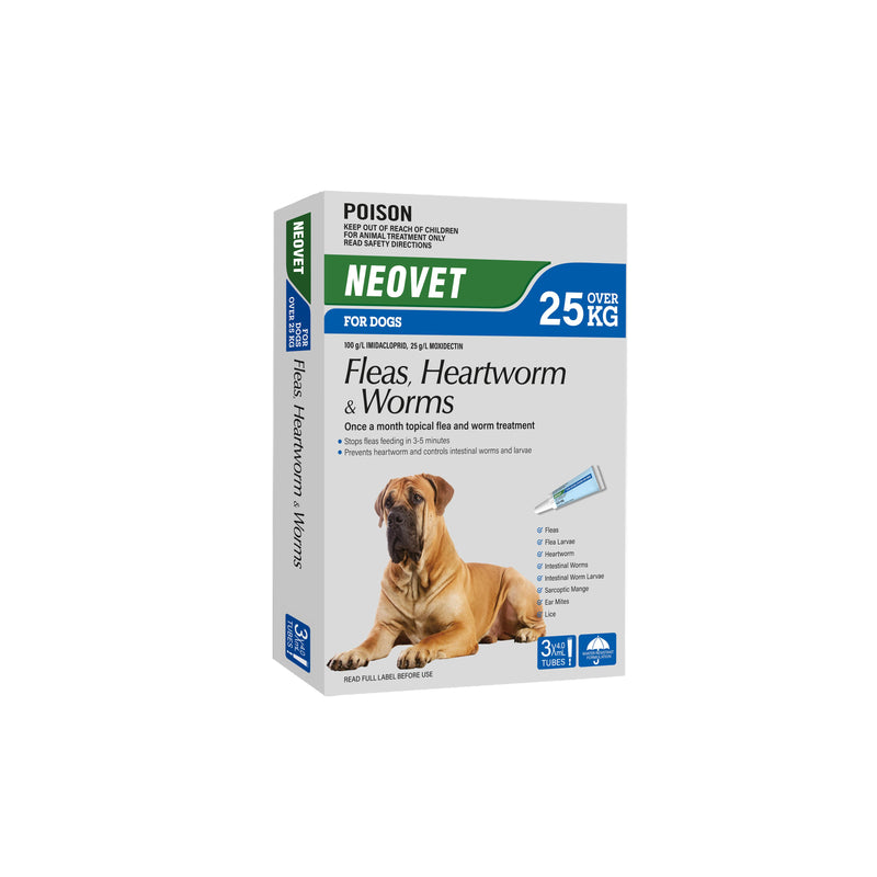 Neovet Flea Heartworm and Worming Treatment for Extra Large Dogs 3 Pack-Habitat Pet Supplies