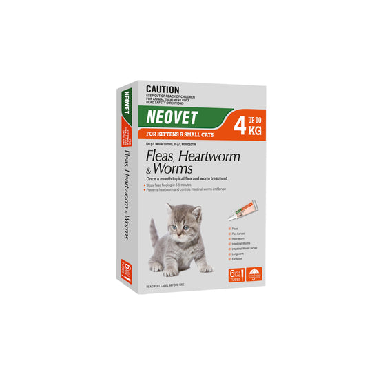 Neovet Flea Heartworm and Worming Treatment for Kittens and Small Cats 6 Pack