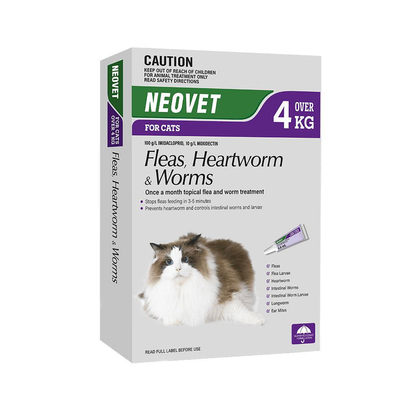 Neovet Flea Heartworm and Worming Treatment for Large Cats 3 Pack-Habitat Pet Supplies