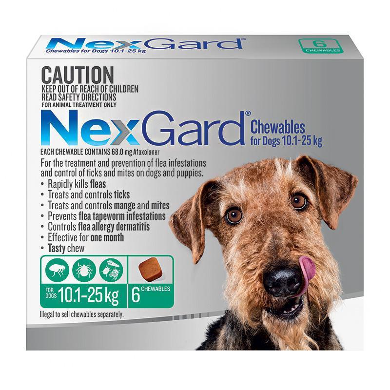 Nexgard Dog 10.1-25kg Green 6 Pack-Habitat Pet Supplies