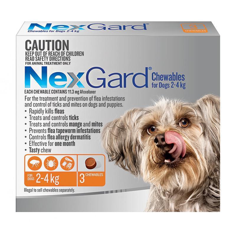 Nexgard Dog 2-4kg Orange 3 Pack-Habitat Pet Supplies