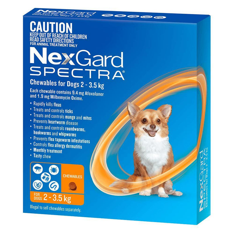 Nexgard Spectra Dog 2-3.5kg Orange 3 Pack-Habitat Pet Supplies