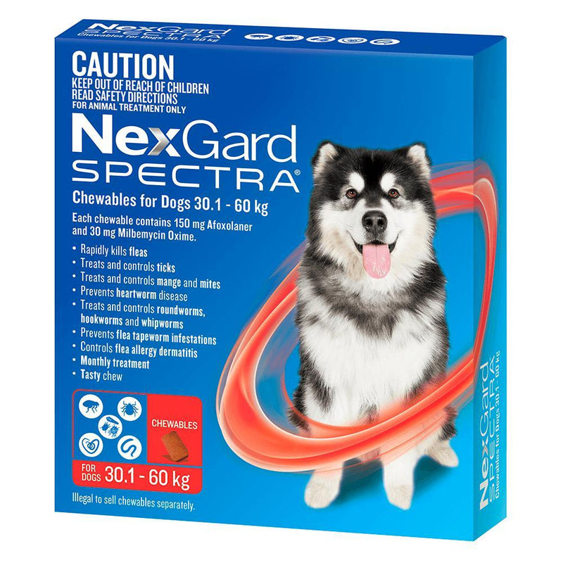 Nexgard Spectra Dog 30.1-60kg Red 3 Pack-Habitat Pet Supplies