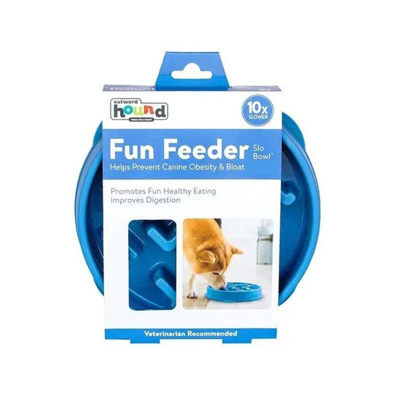 Outward Hound Fun Feeder Slo-Bowl Notch Dog Bowl Bowl Large Blue *!*!*