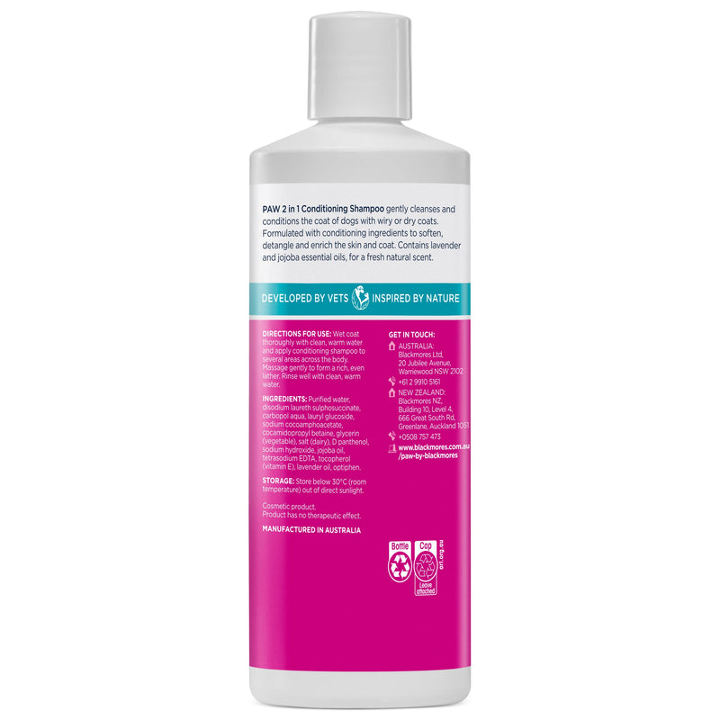 PAW by Blackmores 2-in-1 Conditioning Shampoo for Dogs 500ml