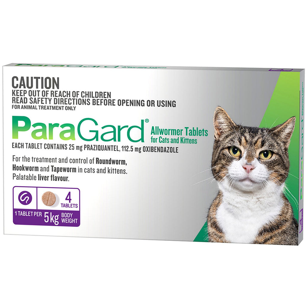 ParaGard Allwormer Tablets for Cats and Kittens 5kg 4 Pack-Habitat Pet Supplies
