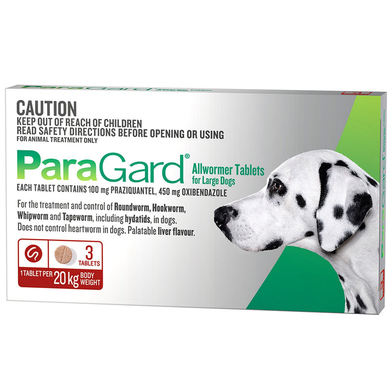 ParaGard Allwormer Tablets for Large Dogs 20kg 3 Pack-Habitat Pet Supplies