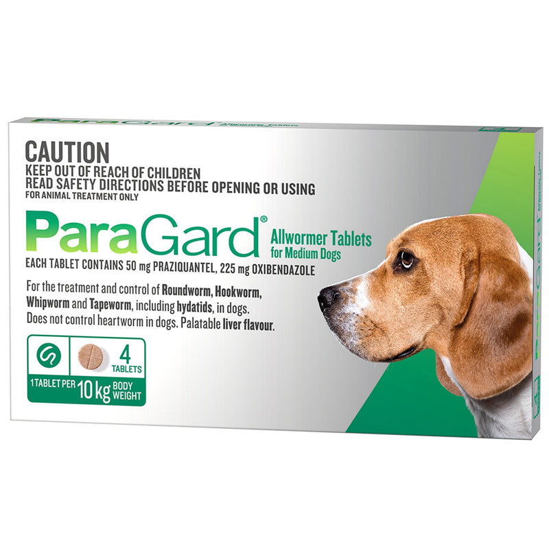 ParaGard Allwormer Tablets for Medium Dogs 5-10kg 4 Pack-Habitat Pet Supplies