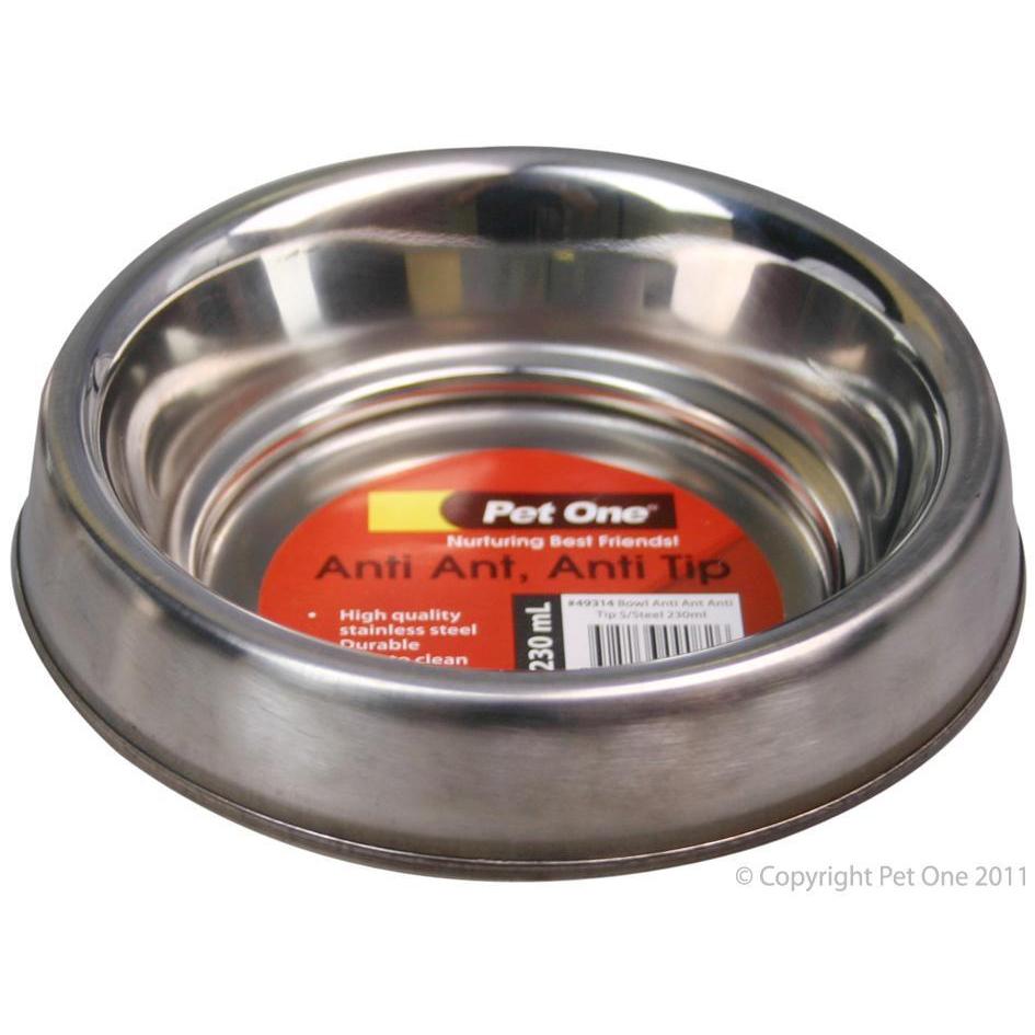 Pet One Bowl Stainless Steel Anti Ant 230Ml-Habitat Pet Supplies