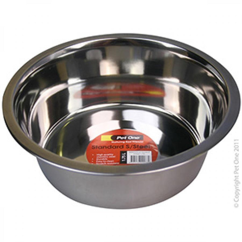 Pet One Bowl Standard Stainless Steel 1.75L-Habitat Pet Supplies