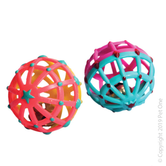 Pet One Cat Toy Lattice Ball Mixed Colour