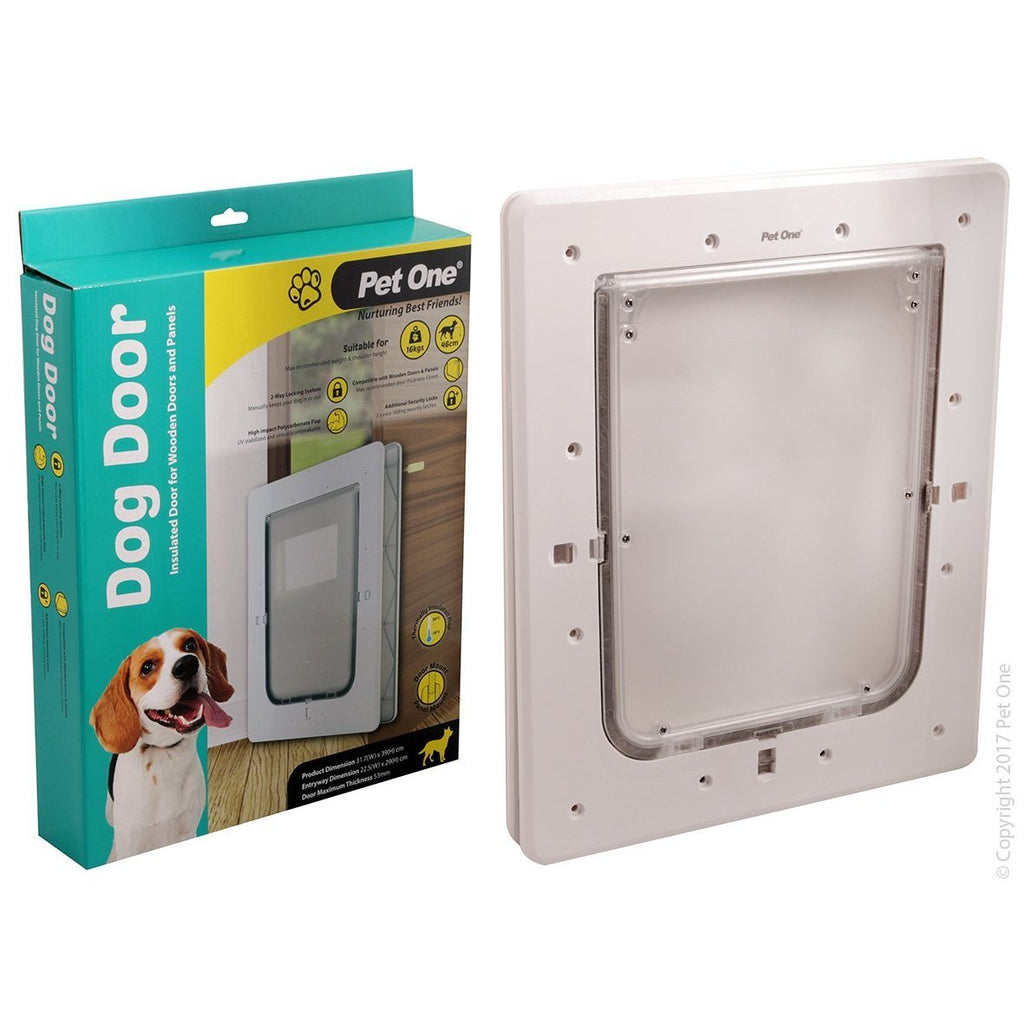 Pet One Insulated Poly Dog Door for Wooden Doors and Panels Medium-Habitat Pet Supplies