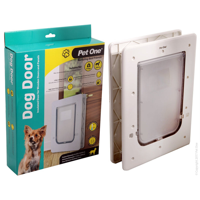 Pet One Insulated Poly Dog Door for Wooden Doors and Panels Small-Habitat Pet Supplies