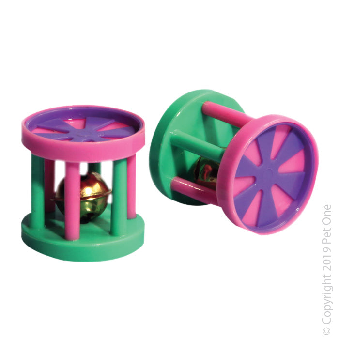 Pet One Plastic Cat Toy Roller Cat Toy with Bell Mixed Colour-Habitat Pet Supplies