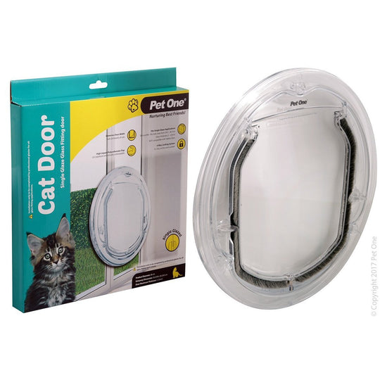 Pet One Poly Cat Door for Glass Fitting Door Round Small