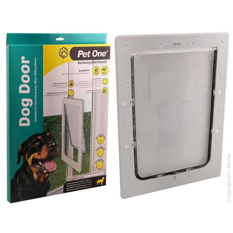 Pet One Poly Dog Door for Security Screens Glass and Glass Sliding Doors Large-Habitat Pet Supplies
