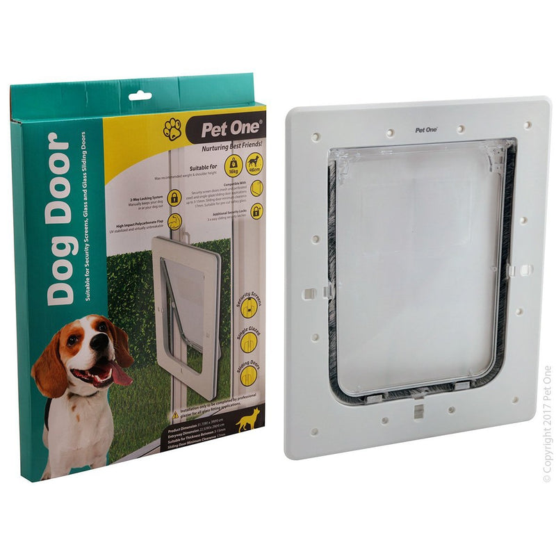 Pet One Poly Dog Door for Security Screens Glass and Glass Sliding Doors Medium-Habitat Pet Supplies