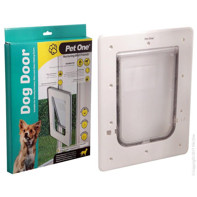 Pet One Poly Dog Door for Security Screens Glass and Glass Sliding Doors Small-Habitat Pet Supplies