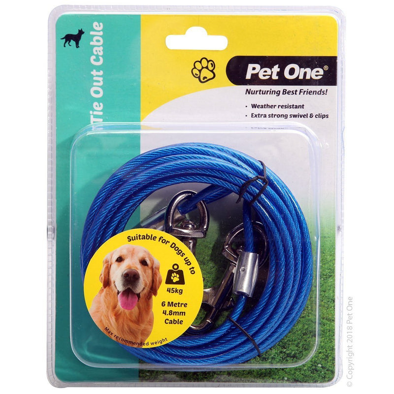 Pet One Tie Out Cable 6M (4.8Mm) For Dogs Up To 45Kg-Habitat Pet Supplies