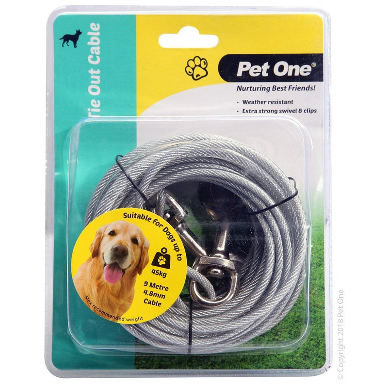 Pet One Tie Out Cable 9M (4.8Mm) For Dogs Up To 45Kg-Habitat Pet Supplies