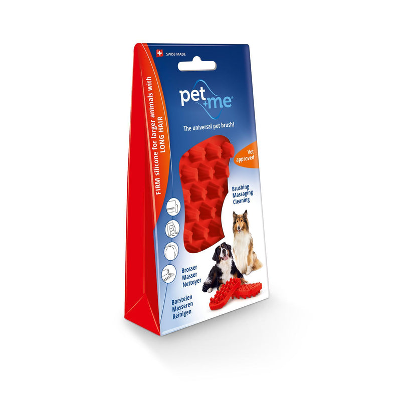Pet and Me Silicone Grooming Brush Red-Habitat Pet Supplies