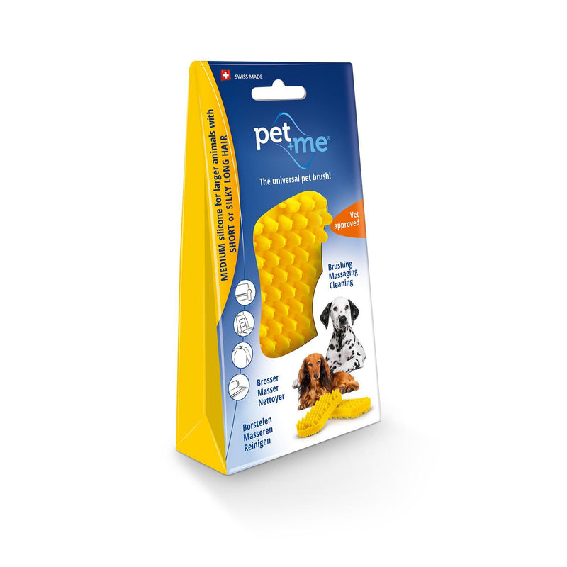 Pet and Me Silicone Grooming Brush Yellow-Habitat Pet Supplies