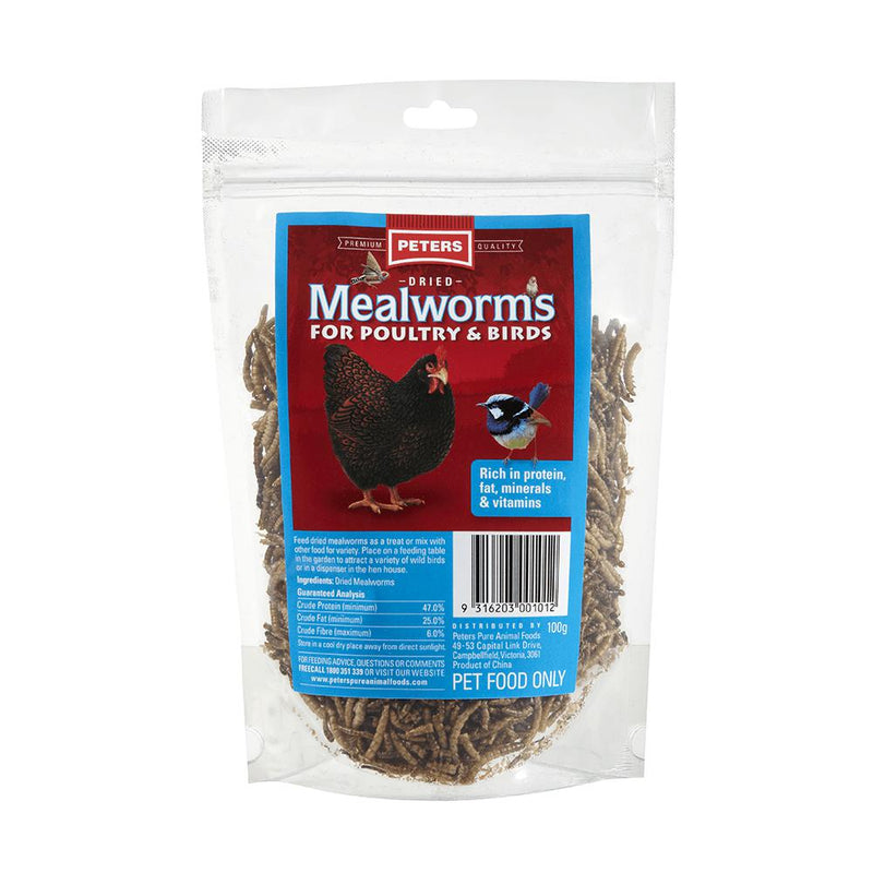 Peters Dried Mealworms Treats for Poultry and Birds 100g (+_+)-Habitat Pet Supplies