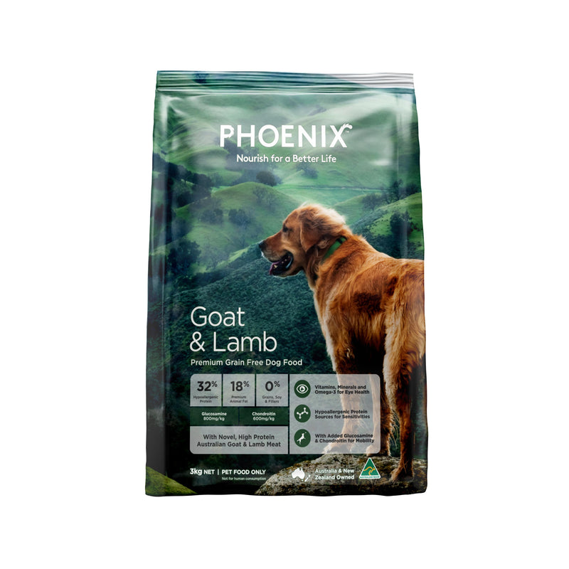 Phoenix Grain Free Dry Dog Food Goat and Lamb 3kg-Habitat Pet Supplies