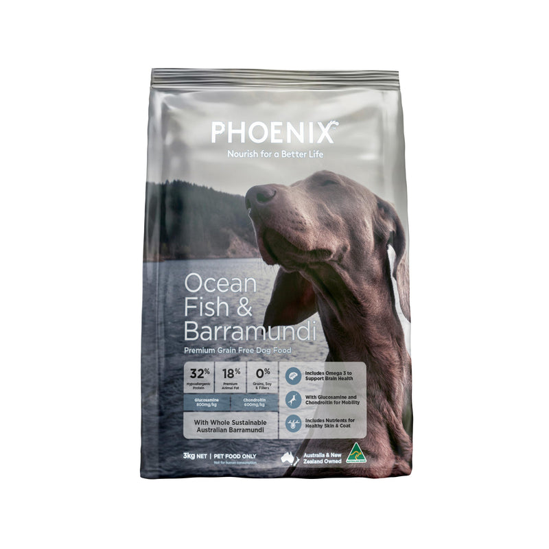 Phoenix Grain Free Dry Dog Food Ocean Fish and Barramundi 3kg-Habitat Pet Supplies