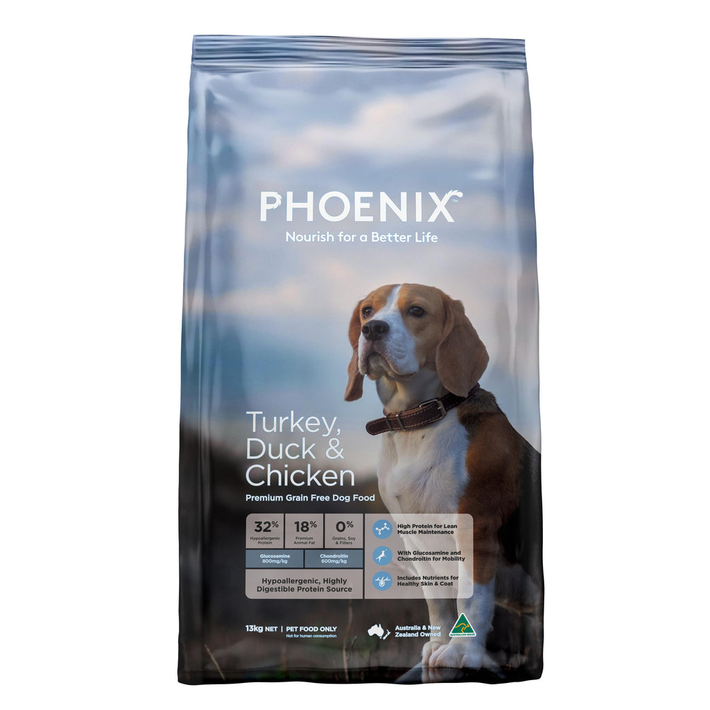 Phoenix Grain Free Dry Dog Food Turkey Duck and Chicken 13kg-Habitat Pet Supplies