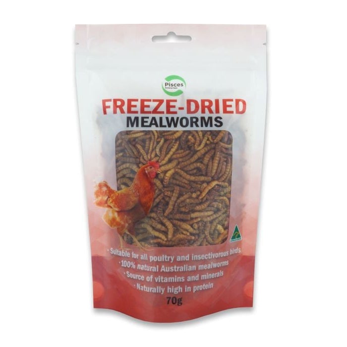 Pisces Freeze Dried Mealworms for Poultry 70g-Habitat Pet Supplies