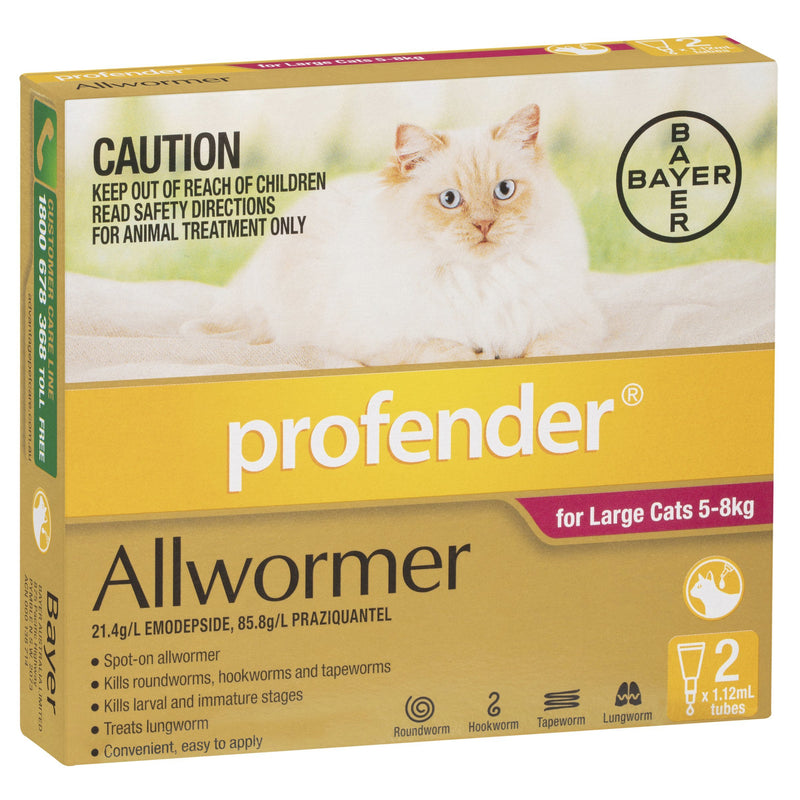 Profender Worming Treatment for Cats 5-8kg Red 2 Pack-Habitat Pet Supplies