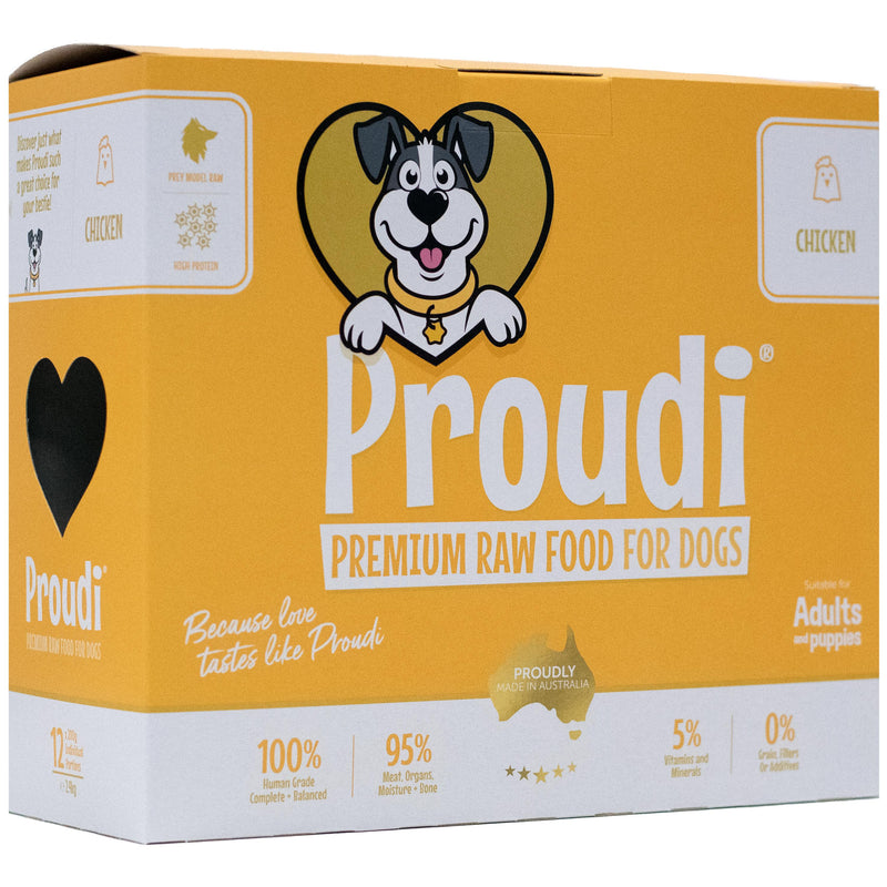 Proudi Chicken Raw Dog Food Patties 2.4kg-Habitat Pet Supplies