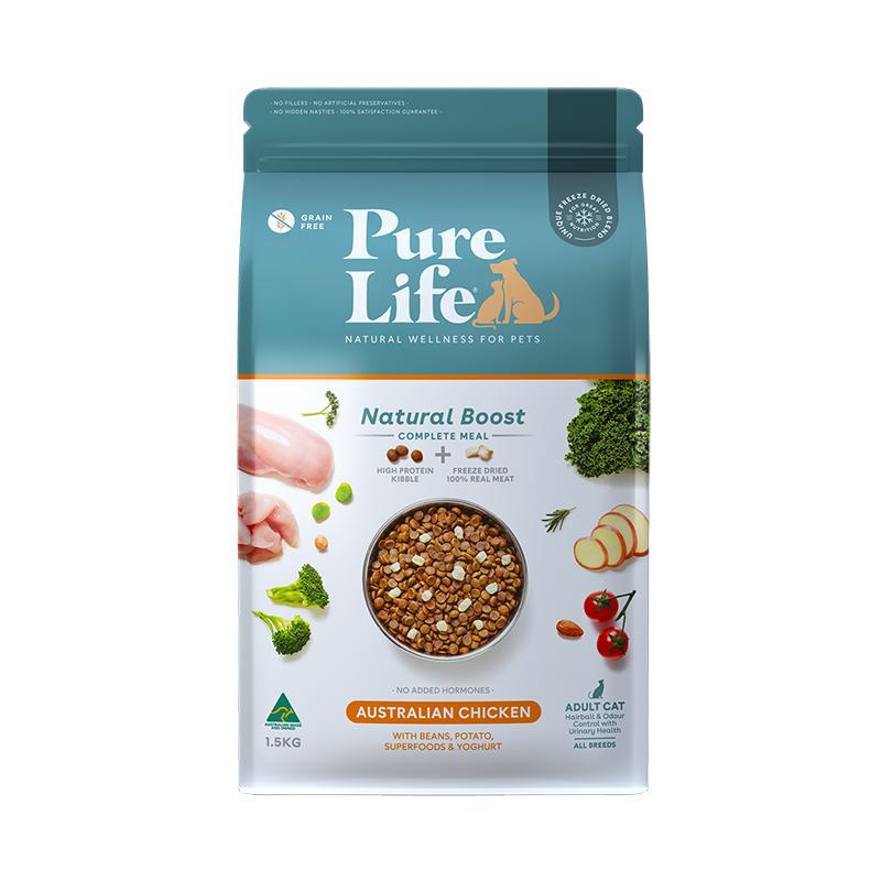 Pure Life Natural Boost Chicken Dry Cat Food 1.5kg-Habitat Pet Supplies