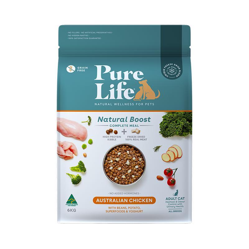 Pure Life Natural Boost Chicken Dry Cat Food 6kg^^^-Habitat Pet Supplies