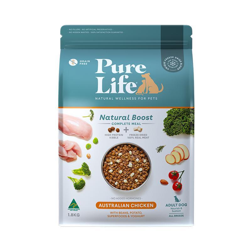 Pure Life Natural Boost Chicken Dry Dog Food 1.8kg^^^-Habitat Pet Supplies