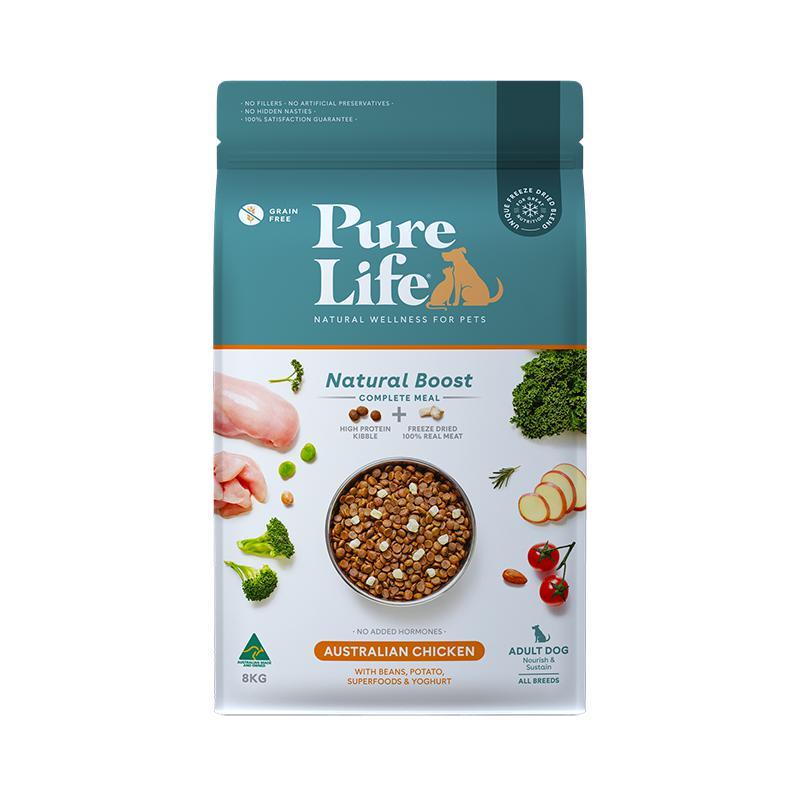 Pure Life Natural Boost Chicken Dry Dog Food 8kg-Habitat Pet Supplies