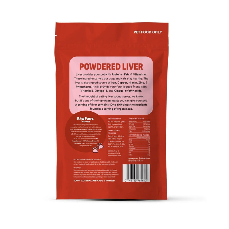 Raw Pawz Organic Beef Liver Powder for Dogs 105g