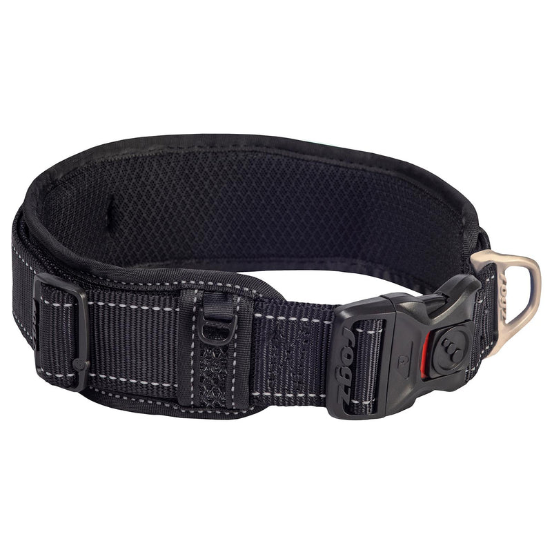 Rogz Classic Padded Dog Collar Black Extra Extra Large-Habitat Pet Supplies