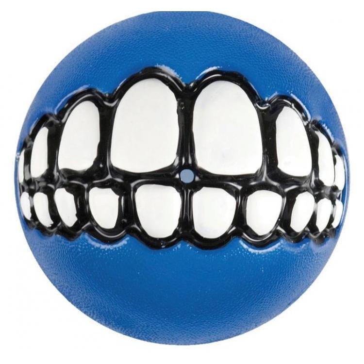 Rogz Grinz Ball Small Dog Toy Blue (+_+)-Habitat Pet Supplies