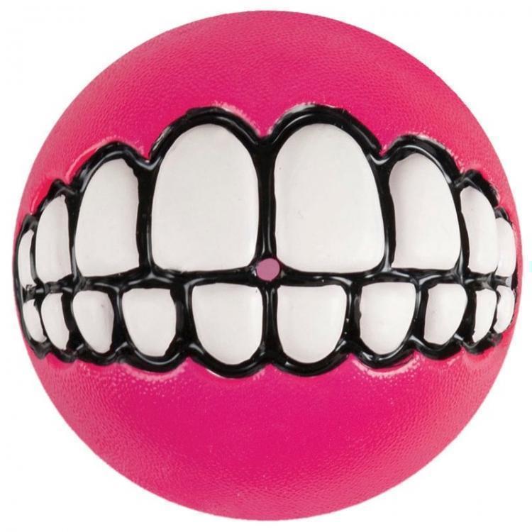 Rogz Grinz Ball Small Dog Toy Pink (+_+)-Habitat Pet Supplies