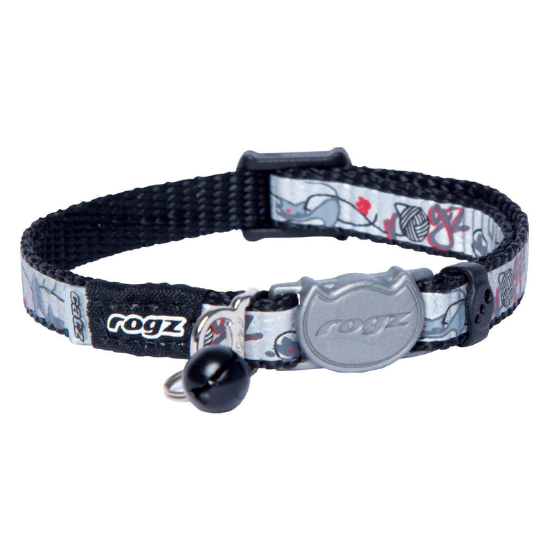 Rogz ReflectoCat Safeloc Extra Small Cat Collar Black (+_+)-Habitat Pet Supplies