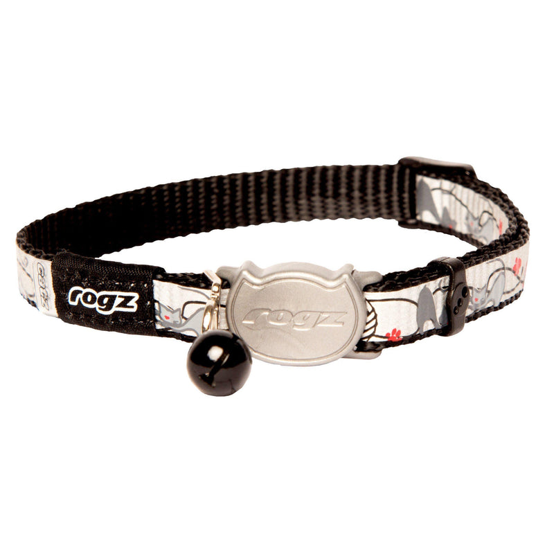 Rogz ReflectoCat Safeloc Small Cat Collar Black (+_+)-Habitat Pet Supplies