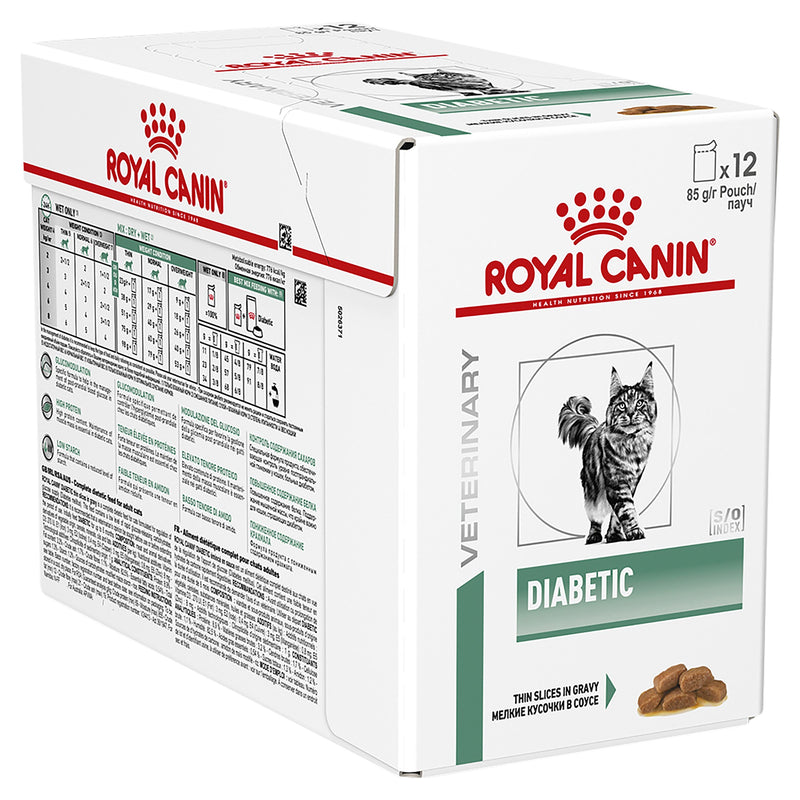 Royal Canin Veterinary Diet Cat Diabetic Wet Food Pouches 85g x 12